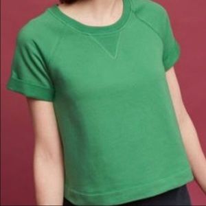 Anthropologie eri+ali Green Structured T Shirt Size Small
